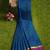 Teal blue checked saree with magenta border