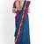 Teal blue checked saree with magenta border