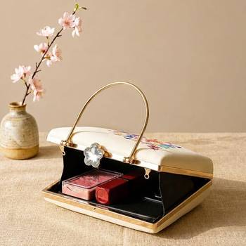 Printed elegant floral pearl embellished clutch with hand embroidery 4