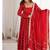 red embroidered chinon silk full stitched anarkali suit