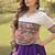 Purple & White Gamthi Embroidered Foil Print Rayon Flared Lehenga Choli Set