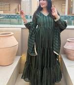 green embroidered brocade full stitched anarkali suit