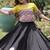 Black & Yellow Gamthi Embroidered Foil Print Rayon Flared Lehenga Choli Set