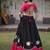 Black & Pink Gamthi Embroidered Foil Print Rayon Flared Lehenga Choli Set