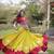 Yellow & Maroon Gamthi Embroidered Foil Print Rayon Flared Lehenga Choli Set