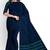 navy blue striped cotton blend saree with green border
