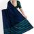 navy blue striped cotton blend saree with green border