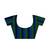 navy blue striped cotton blend saree with green border
