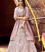 Women's Pink silk blend Lehenga Choli with Net Dupatta