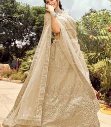 Women's Beige Silk Heavy Embroidered Designer Wedding Festive Lehenga Choli Set