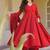 red embroidered brocade full stitched anarkali suit