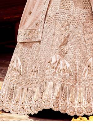 Women's Blush Pink silk blend Heavy Embroidered  Lehenga Choli Set 4