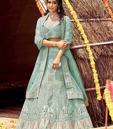 Women's Blue silk blend Heavy Embroidered  Lehenga Choli Set