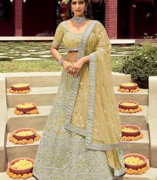 Women's Mustard silk blend Heavy Embroidered  Lehenga Choli Set