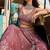 Women's Rose Pink Art silk blend Floral Embroidered Lehenga Choli with Aqua Blue Dupatta