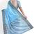 sky blue striped cotton blend saree with grey zari border