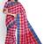 pink checked cotton blend saree with blue border