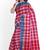 pink checked cotton blend saree with blue border