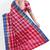 pink checked cotton blend saree with blue border