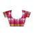 pink checked cotton blend saree with blue border