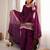 Women's premium wine fendy silk embroidered kurta with farshi shalwar and embroidered roman silk dupatta