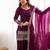 Women's premium wine fendy silk embroidered kurta with farshi shalwar and embroidered roman silk dupatta