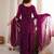 Women's premium wine fendy silk embroidered kurta with farshi shalwar and embroidered roman silk dupatta