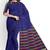 Royal blue striped cotton blend saree with multicolour pallu