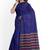 Royal blue striped cotton blend saree with multicolour pallu