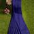 Royal blue striped cotton blend saree with multicolour pallu