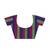 Royal blue striped cotton blend saree with multicolour pallu
