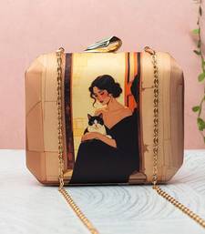 Lady & cat elegance printed clutch bag for women with detachable strap