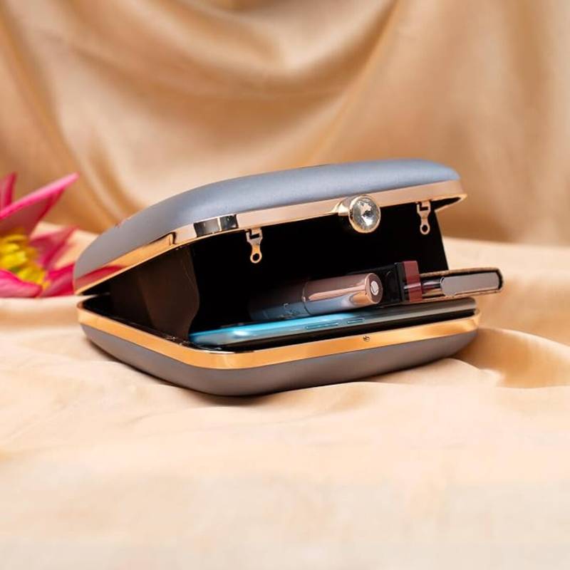 Butterfly dress silhouette printed clutch bag for women with detachable strap