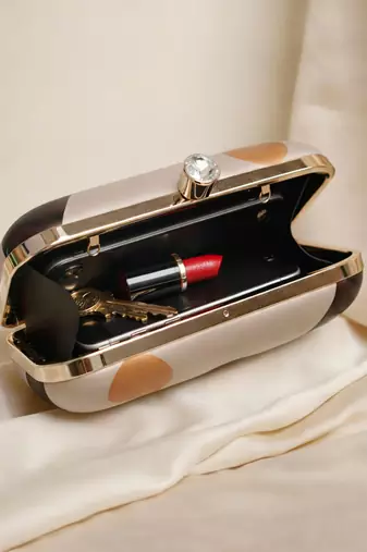 Off white based woman with tiger printed clutch bag for women with detachable strap
