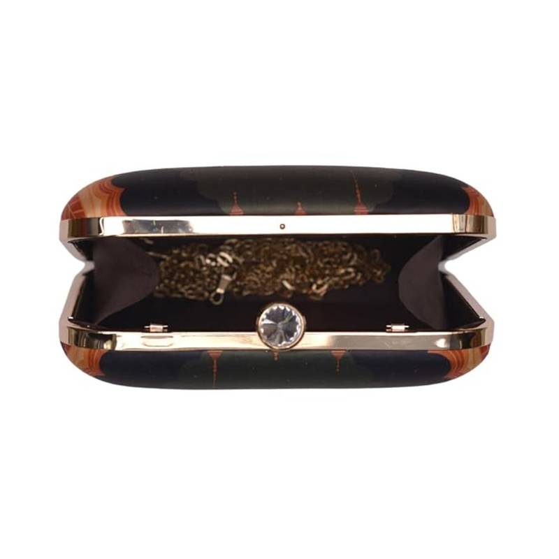 Traditional mughal motif printed clutch for women with detachable strap