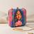 Multicolored indian woman & lotus portrait printed box clutch purse with sling chain for women