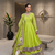 Fancy parrot green tabby organza silk hand work anarkali suit