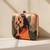Beige based indian woman in yellow saree printed clutch bag for women with detachable strap