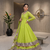 Fancy parrot green tabby organza silk hand work anarkali suit
