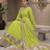 Fancy parrot green tabby organza silk hand work anarkali suit