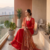 Red tabby silk mirror lace anarkali suit