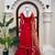 Red tabby silk mirror lace anarkali suit