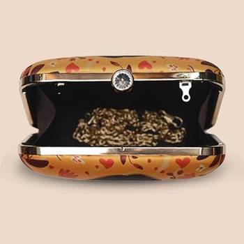 Portrait of indian women printed clutch bag for women with detachable strap 3