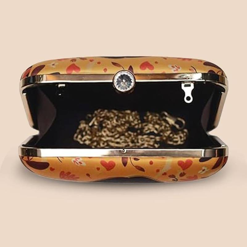 Portrait of indian women printed clutch bag for women with detachable strap