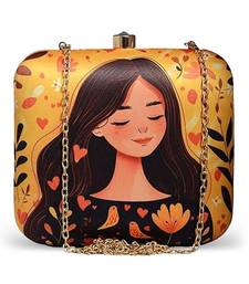 Yellow & black girl printed sling bag for ladies desinger square body bag