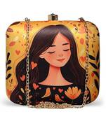 Yellow & black girl printed sling bag for ladies desinger square body bag