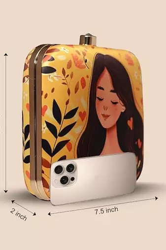Yellow & black girl printed sling bag for ladies desinger square body bag
