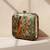 Floral printed box clutch bag for women with detachable strap