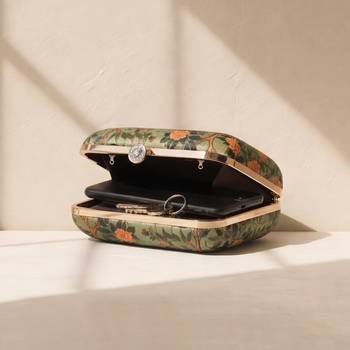 Floral printed box clutch bag for women with detachable strap 3