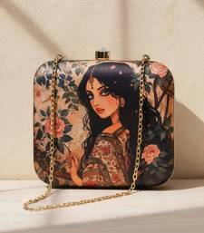 Princess printed box clutchbag for women with detachable strap